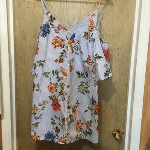 Ripe pinstripe floral mini dress size large, lightweight